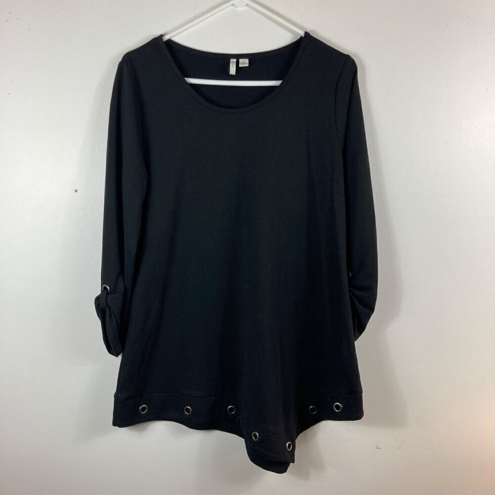 Womens Cato Moto Asymmetrical Top Grommet Black‎ S